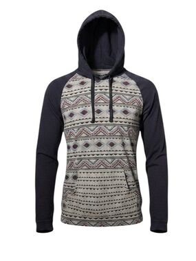 Retrofit Navy and Gray Geometric Long Sleeve Hoodie size large